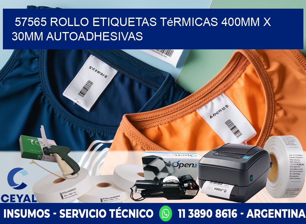 57565 Rollo Etiquetas Térmicas 400mm X 30mm Autoadhesivas