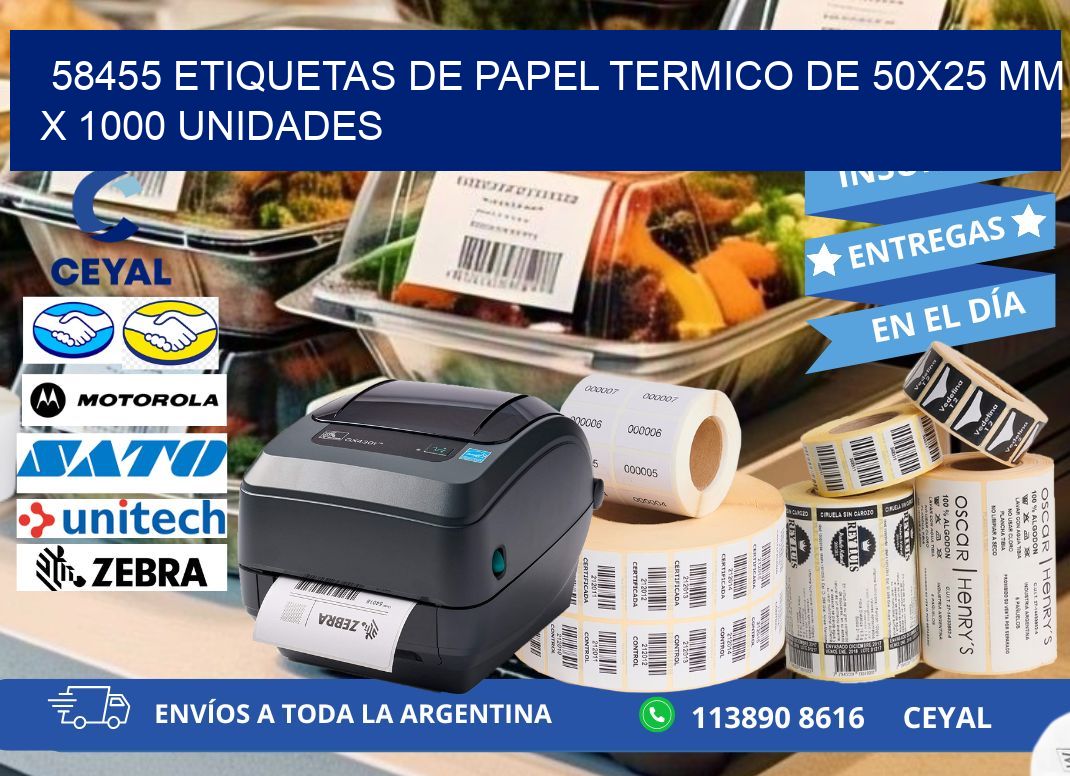 58455 Etiquetas De Papel Termico De 50x25 Mm X 1000 Unidades