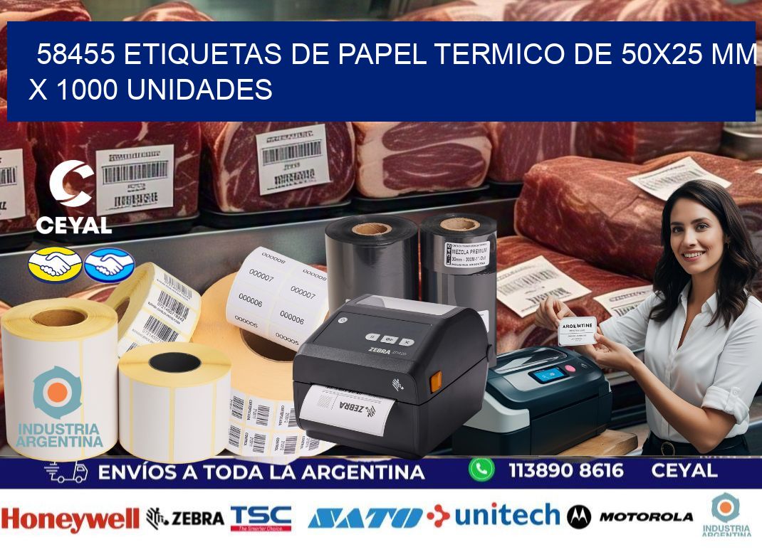 58455 Etiquetas De Papel Termico De 50x25 Mm X 1000 Unidades