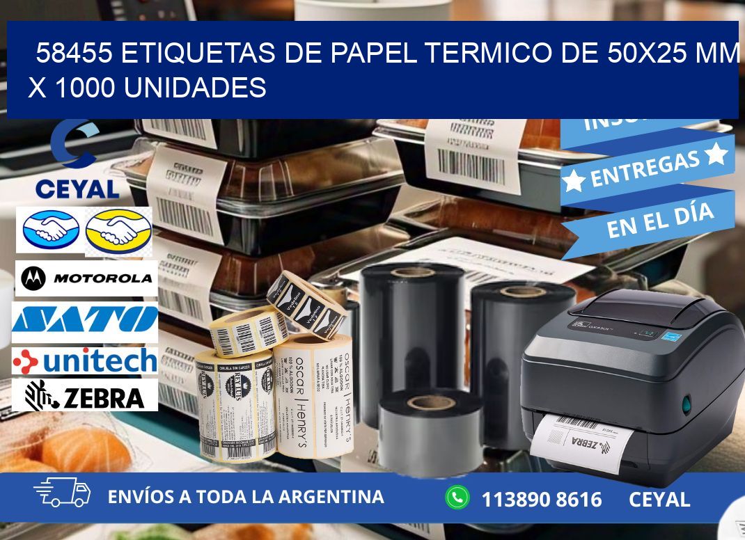 58455 Etiquetas De Papel Termico De 50x25 Mm X 1000 Unidades
