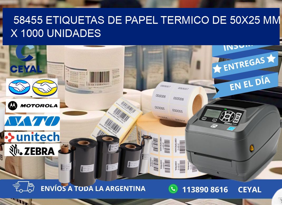 58455 Etiquetas De Papel Termico De 50x25 Mm X 1000 Unidades