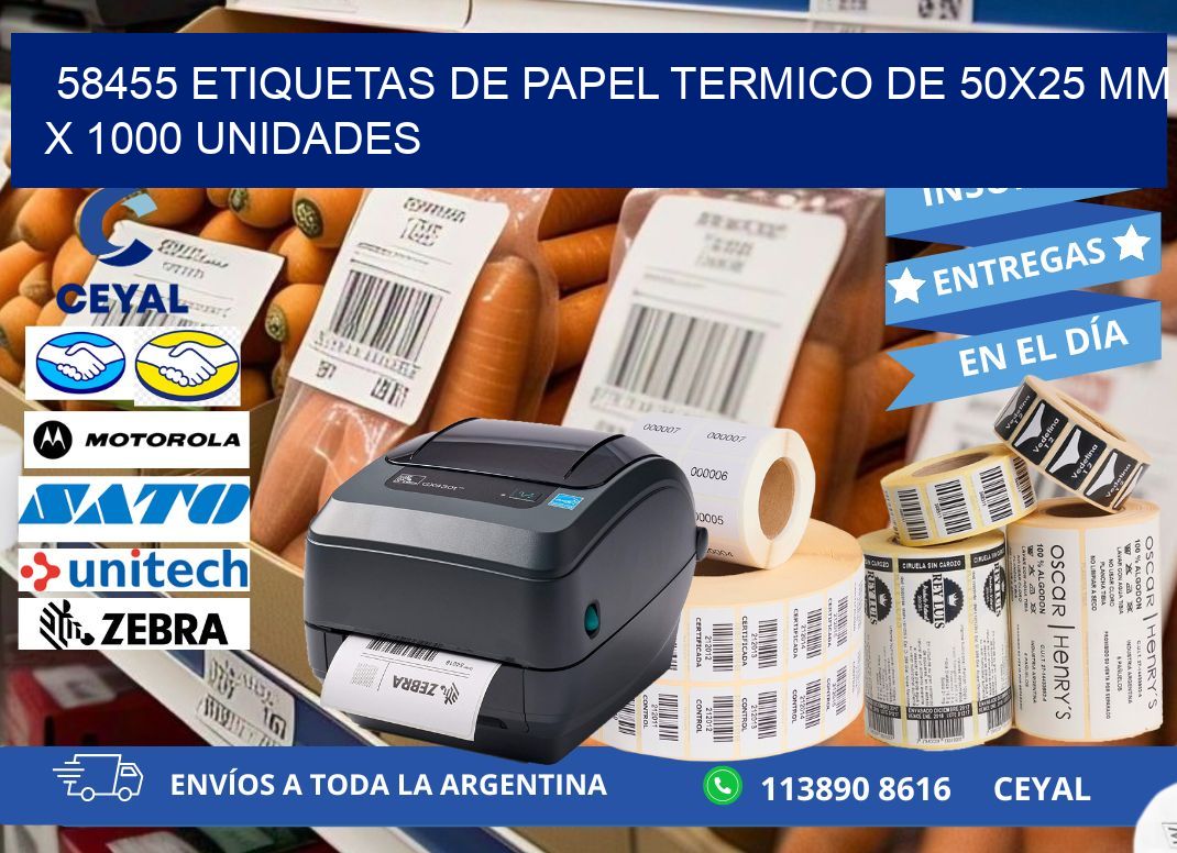 58455 Etiquetas De Papel Termico De 50x25 Mm X 1000 Unidades