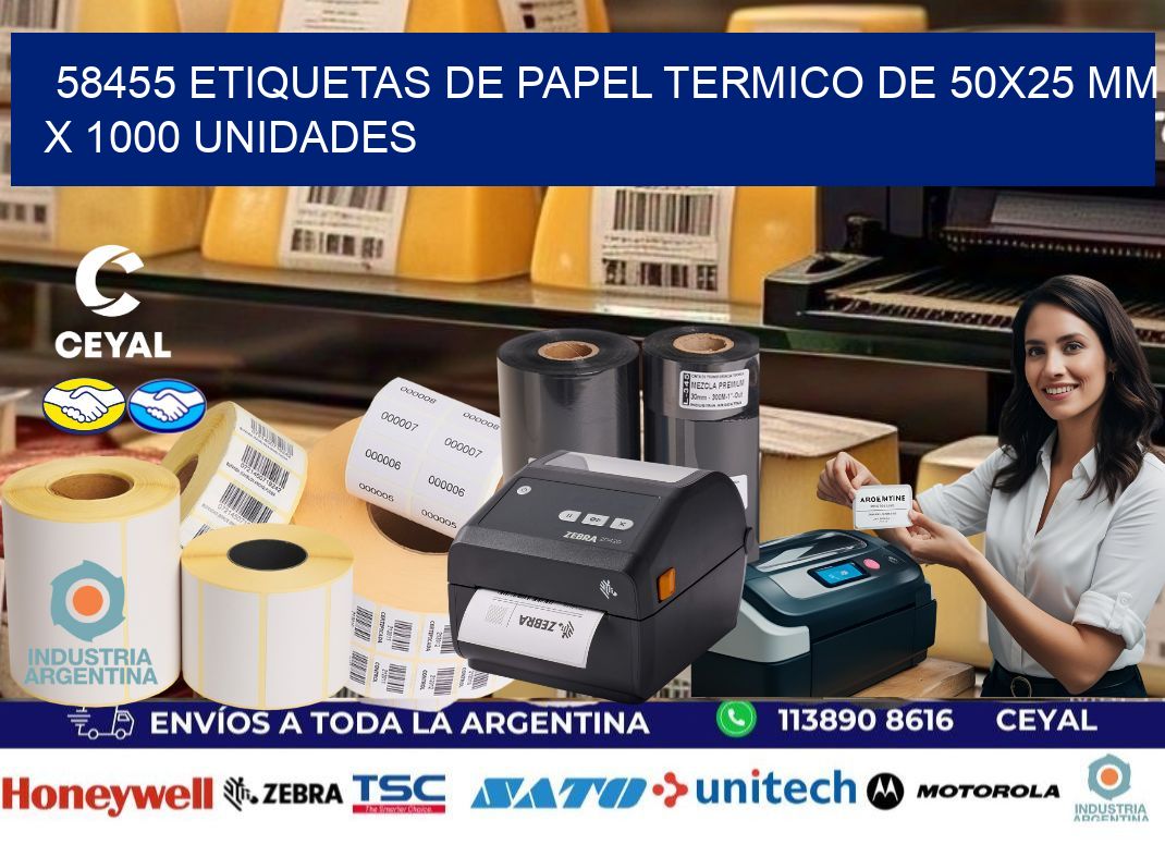 58455 Etiquetas De Papel Termico De 50×25 Mm X 1000 Unidades