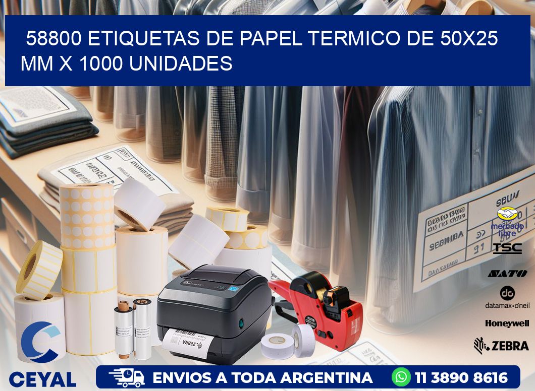 58800 Etiquetas De Papel Termico De 50x25 Mm X 1000 Unidades