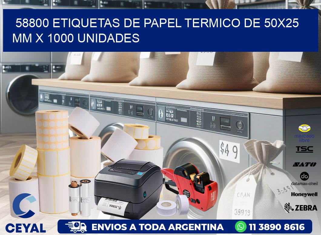 58800 Etiquetas De Papel Termico De 50x25 Mm X 1000 Unidades
