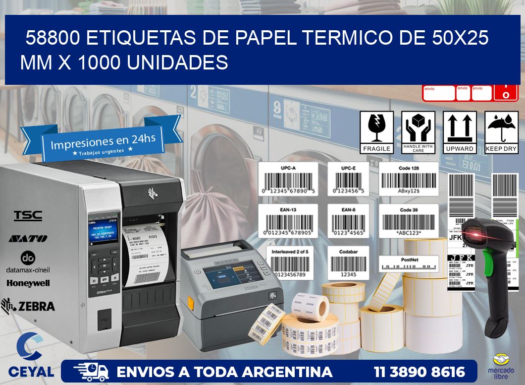 58800 Etiquetas De Papel Termico De 50×25 Mm X 1000 Unidades