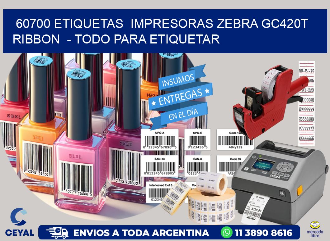 60700 etiquetas  impresoras zebra gc420t ribbon  - Todo para Etiquetar