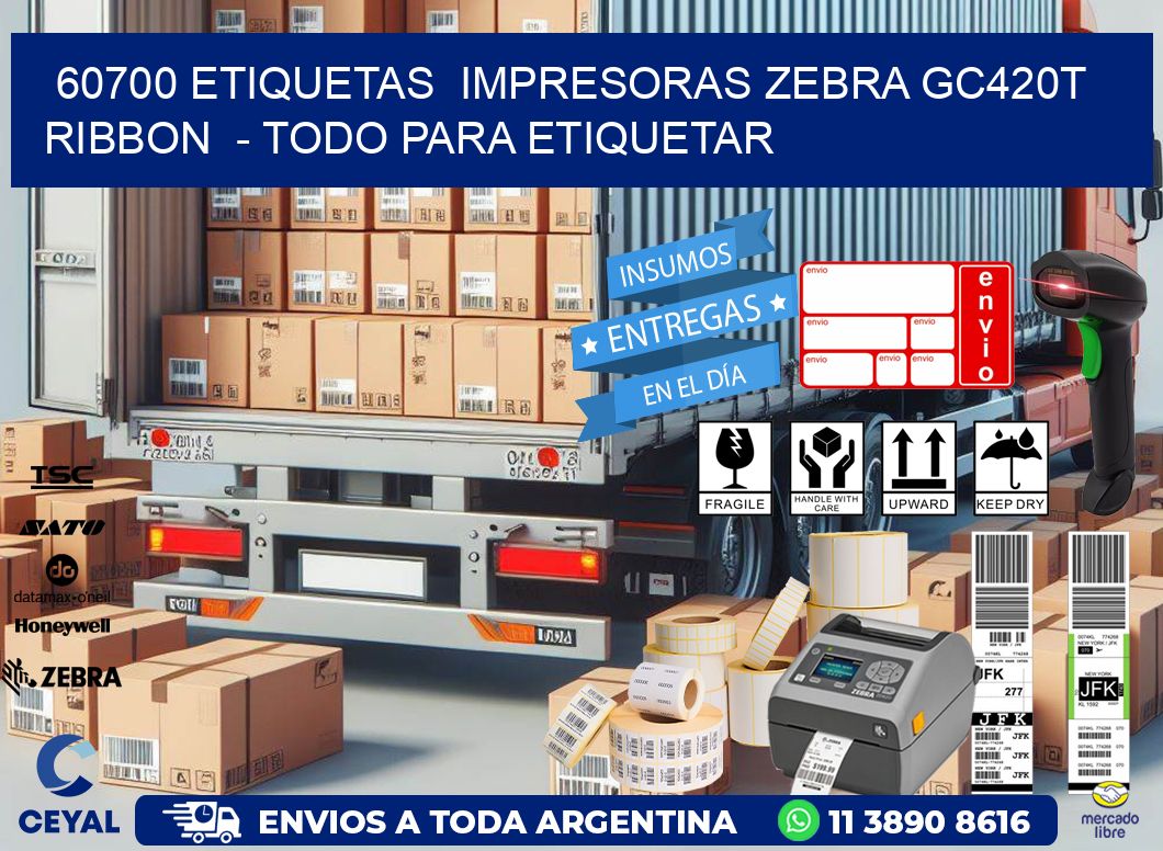 60700 etiquetas  impresoras zebra gc420t ribbon  - Todo para Etiquetar