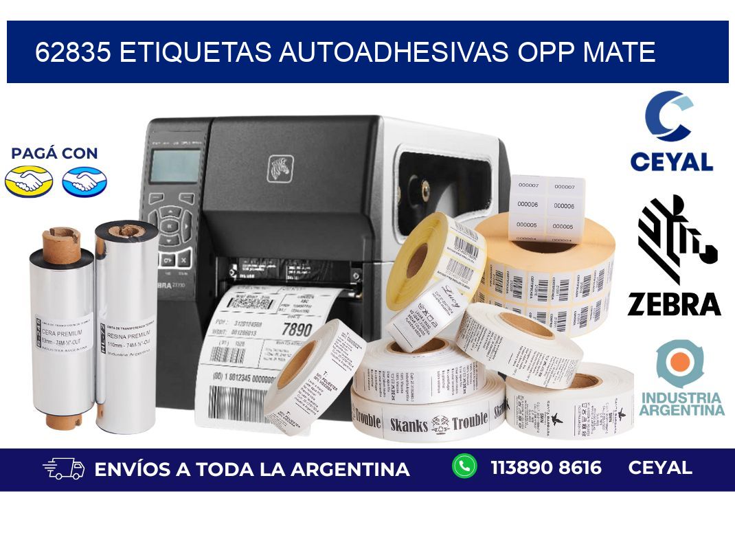 62835 etiquetas autoadhesivas Opp Mate