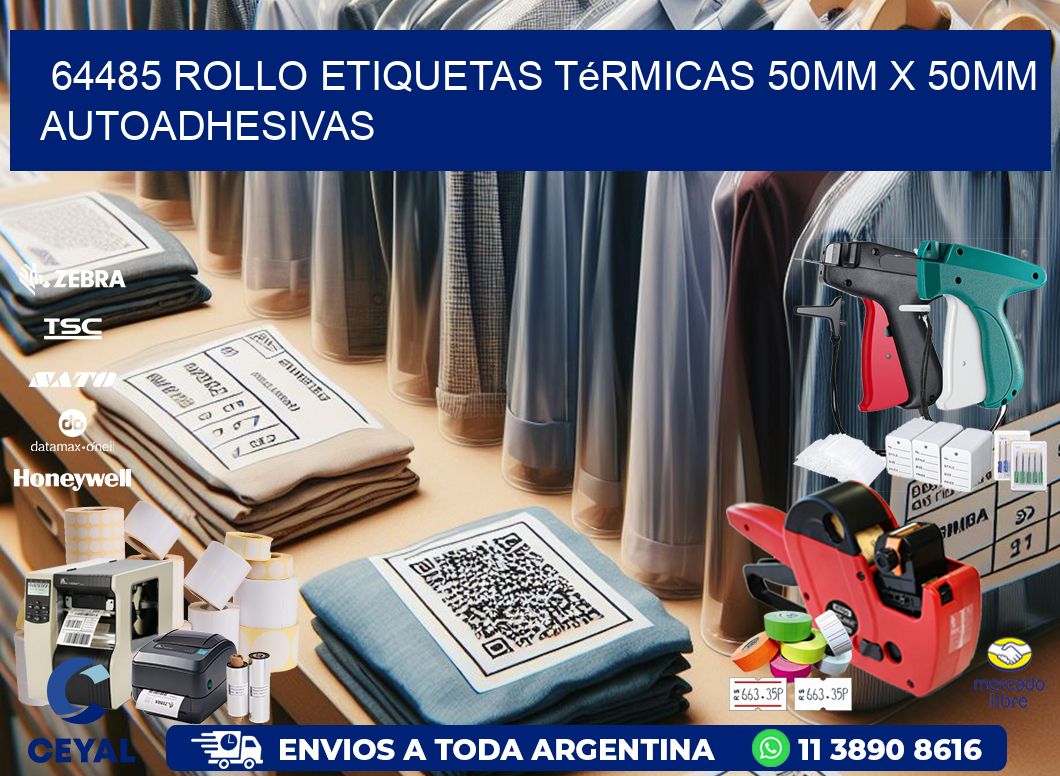 64485 Rollo Etiquetas Térmicas 50mm X 50mm Autoadhesivas