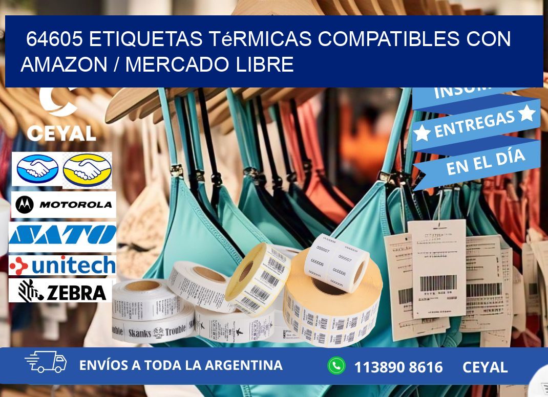 64605 etiquetas térmicas compatibles con Amazon / Mercado Libre