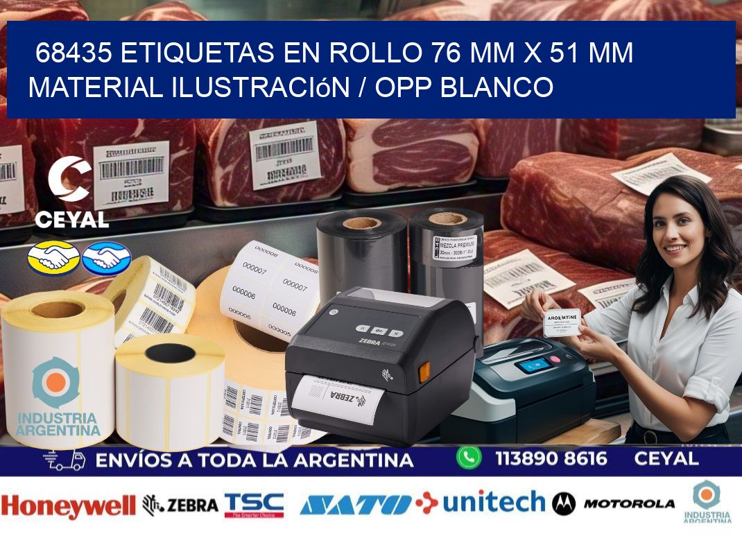 68435 Etiquetas en rollo 76 mm x 51 mm material Ilustración / OPP Blanco