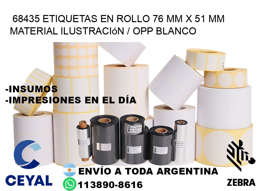 68435 Etiquetas en rollo 76 mm x 51 mm material Ilustración / OPP Blanco
