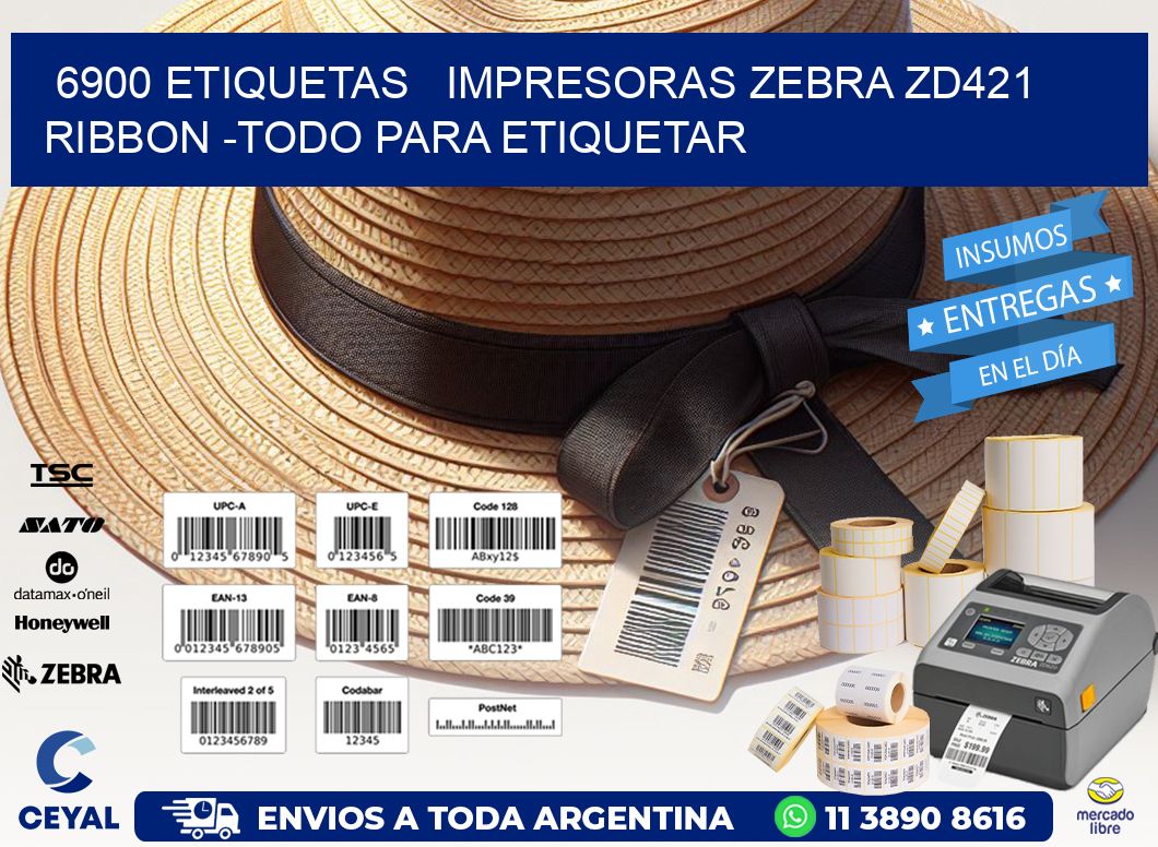 6900 etiquetas   impresoras zebra zd421 ribbon -Todo para Etiquetar