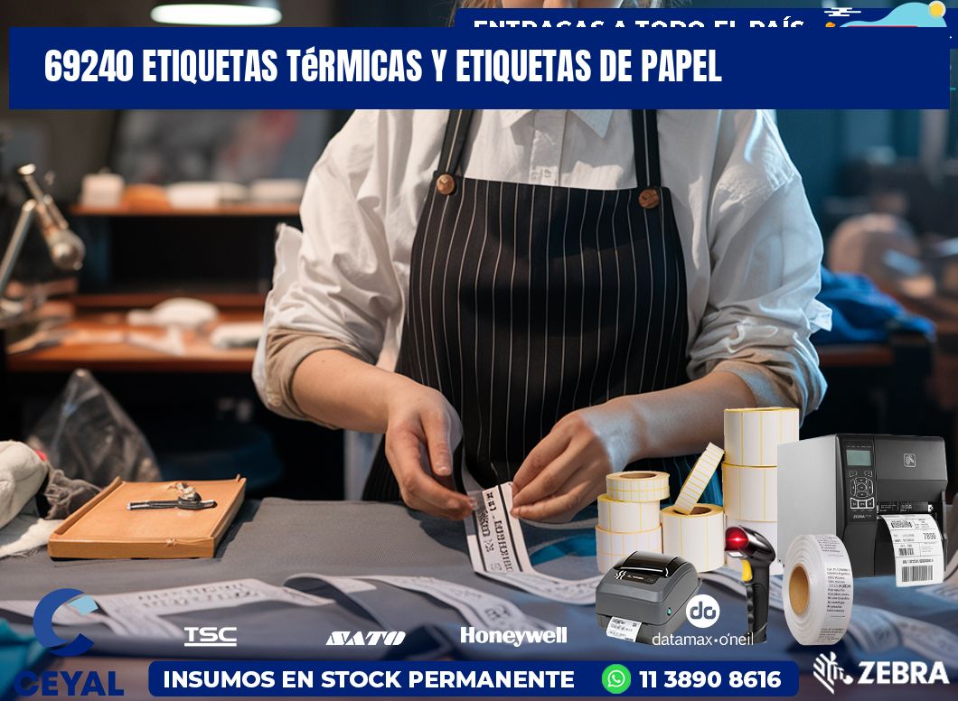 69240 etiquetas térmicas y etiquetas de papel