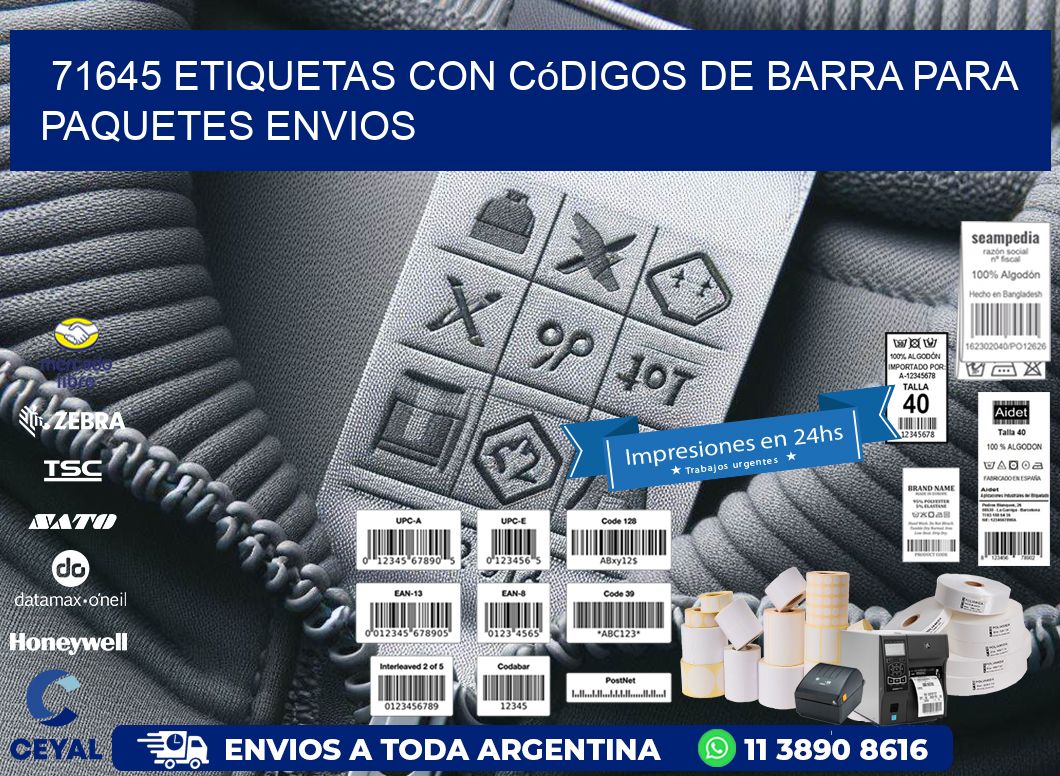 71645 etiquetas con códigos de barra para paquetes envios