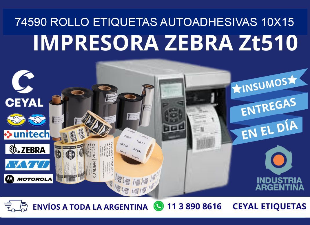 74590 Rollo Etiquetas autoadhesivas 10x15