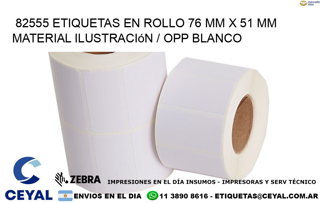 82555 Etiquetas en rollo 76 mm x 51 mm material Ilustración / OPP Blanco