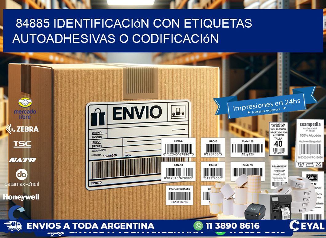 84885 identificación con etiquetas autoadhesivas o codificación