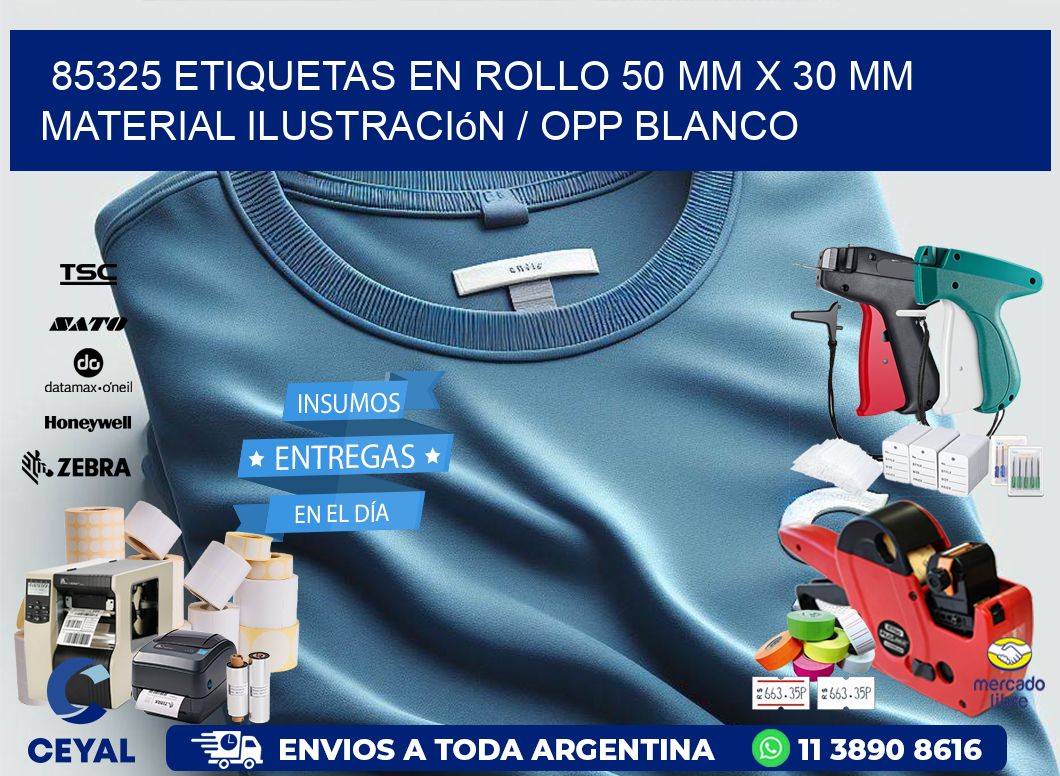 85325 Etiquetas en rollo 50 mm x 30 mm material Ilustración / OPP Blanco