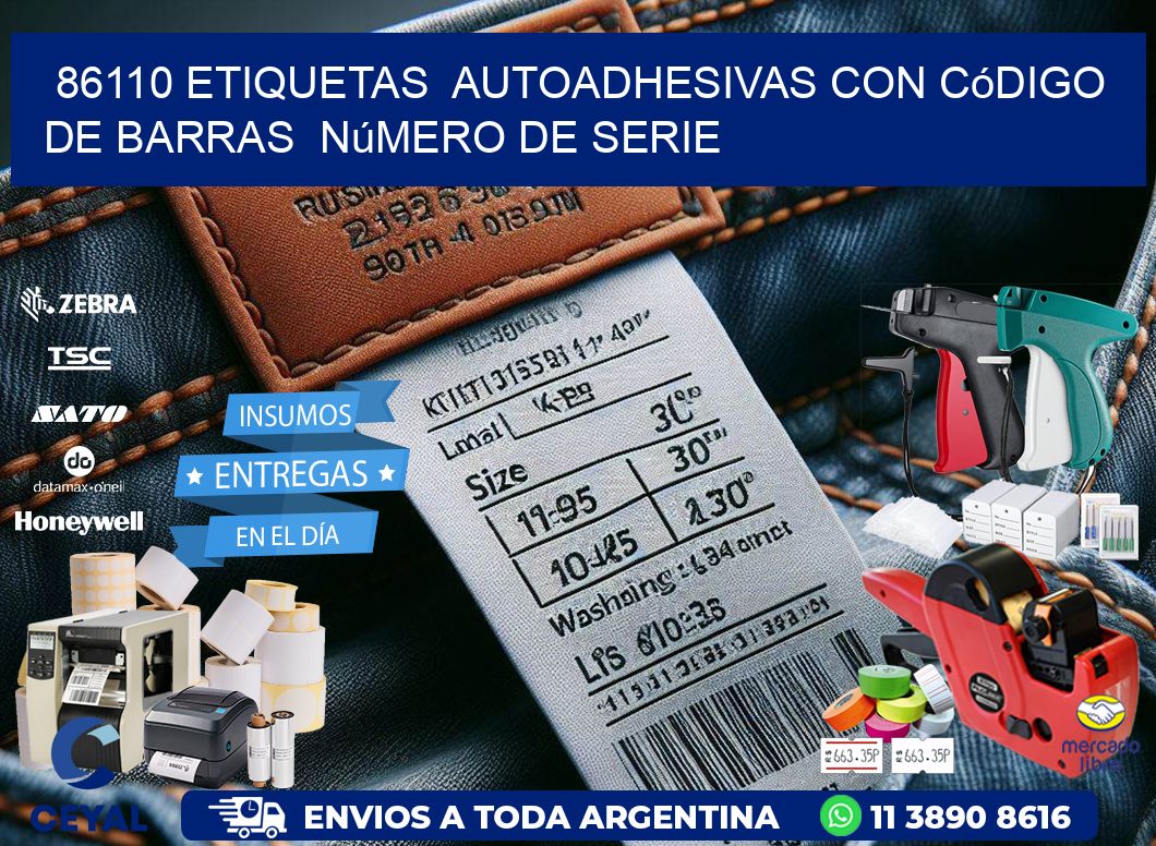 86110 etiquetas  autoadhesivas con código de barras  número de serie