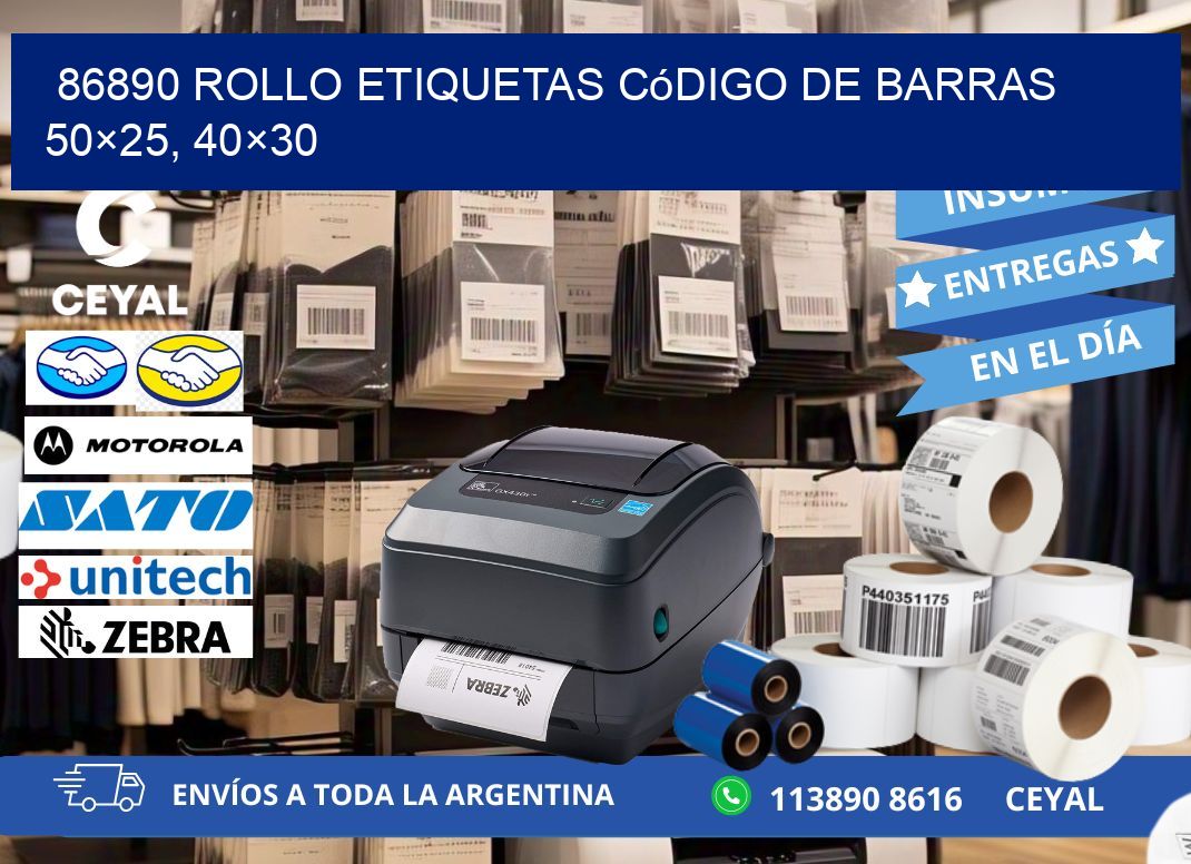 86890 rollo etiquetas código de barras 50×25, 40×30