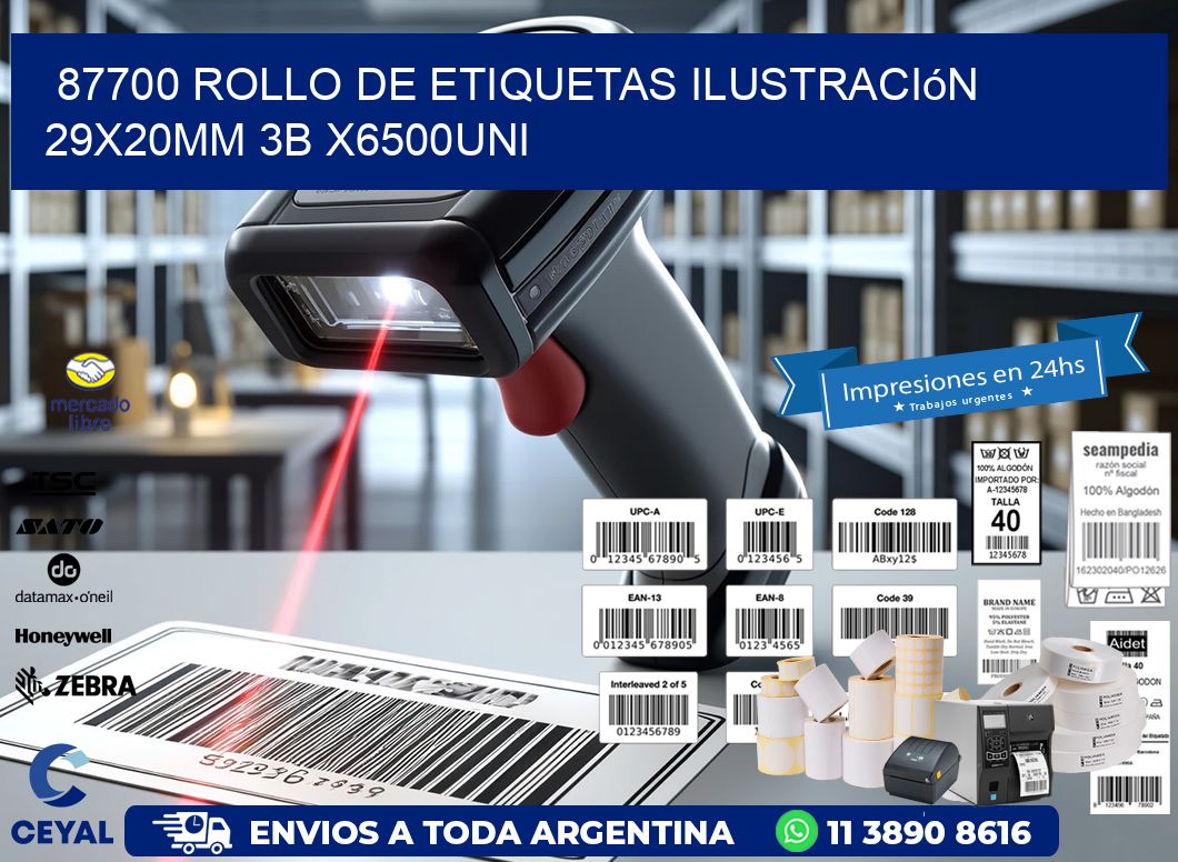 87700 Rollo De Etiquetas Ilustración 29x20mm 3b X6500uni