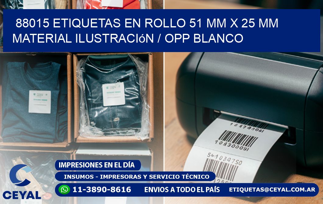 88015 Etiquetas en rollo 51 mm x 25 mm material Ilustración / OPP Blanco