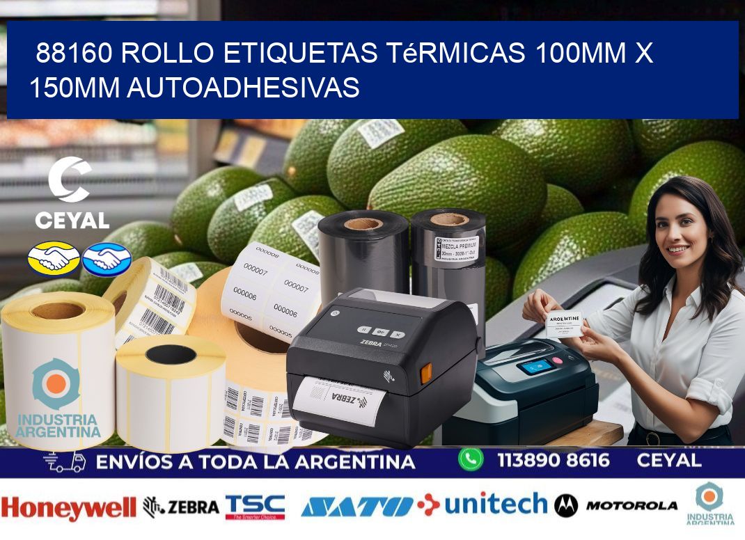 88160 Rollo Etiquetas Térmicas 100mm X 150mm Autoadhesivas