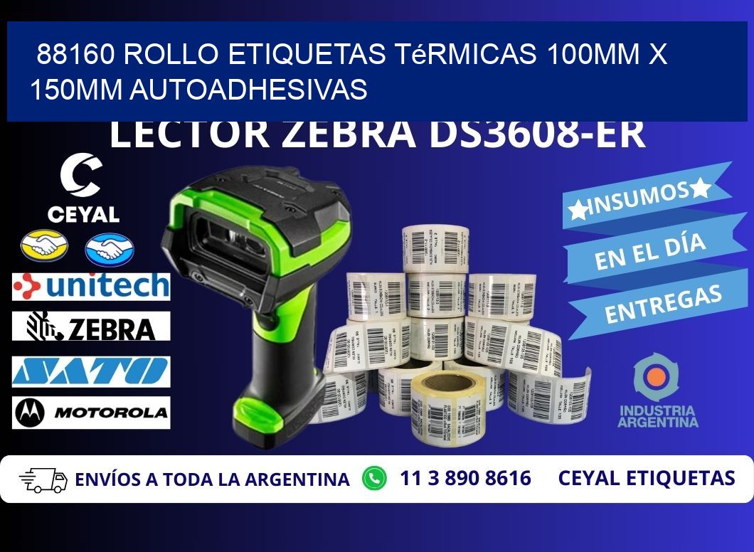 88160 Rollo Etiquetas Térmicas 100mm X 150mm Autoadhesivas