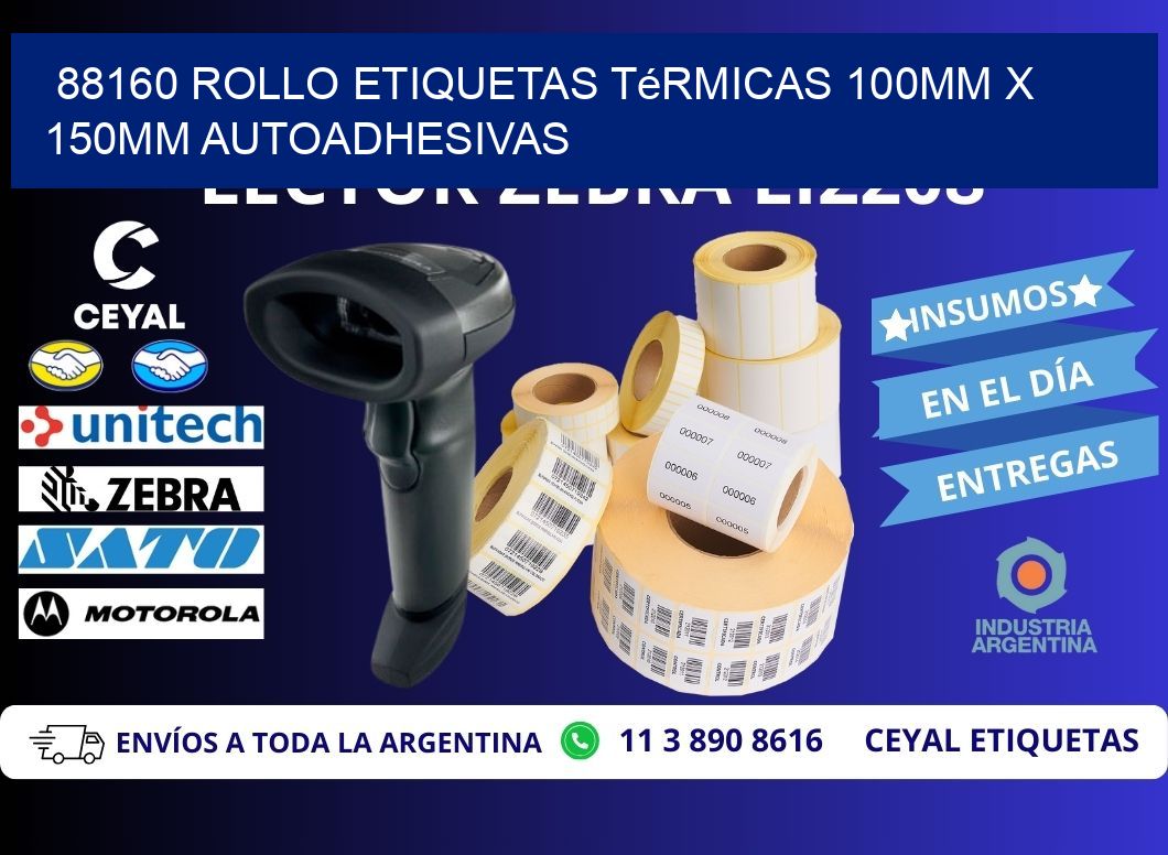 88160 Rollo Etiquetas Térmicas 100mm X 150mm Autoadhesivas