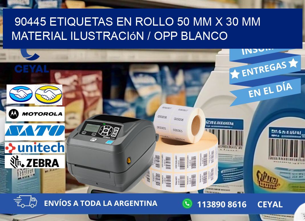 90445 Etiquetas en rollo 50 mm x 30 mm material Ilustración / OPP Blanco