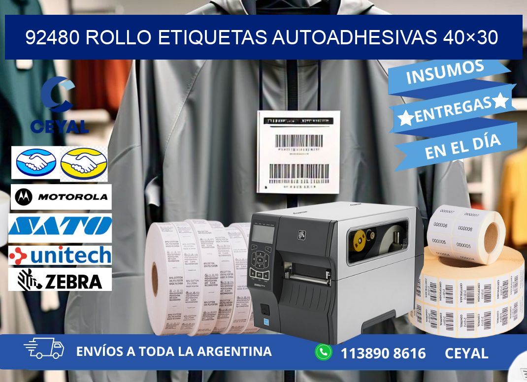 92480 Rollo Etiquetas autoadhesivas 40×30