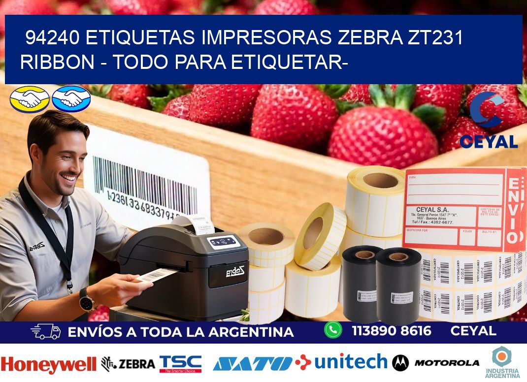 94240 etiquetas impresoras zebra zt231 ribbon - Todo para Etiquetar-