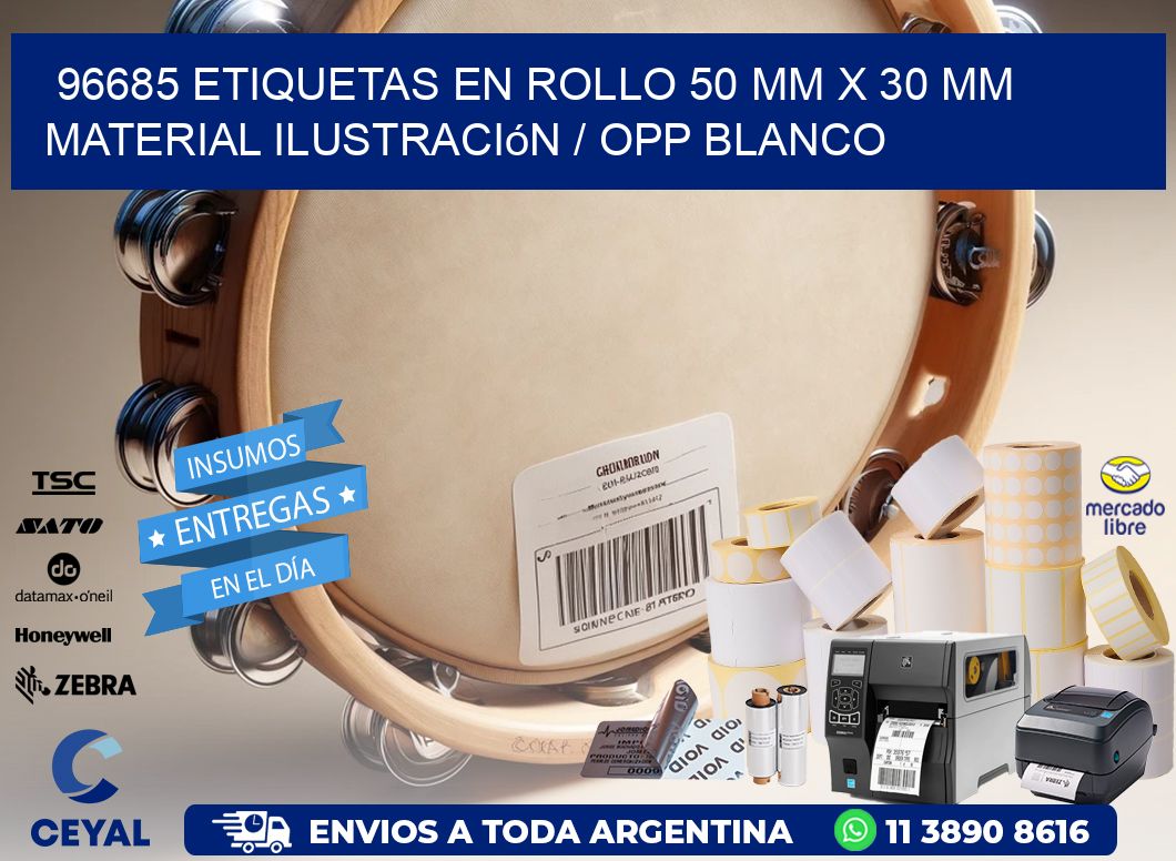 96685 Etiquetas en rollo 50 mm x 30 mm material Ilustración / OPP Blanco