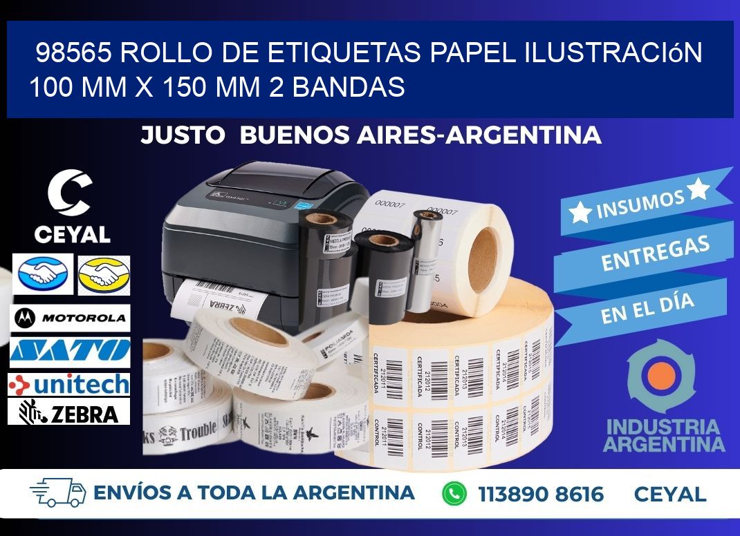98565 Rollo de Etiquetas Papel Ilustración 100 mm x 150 mm 2 Bandas