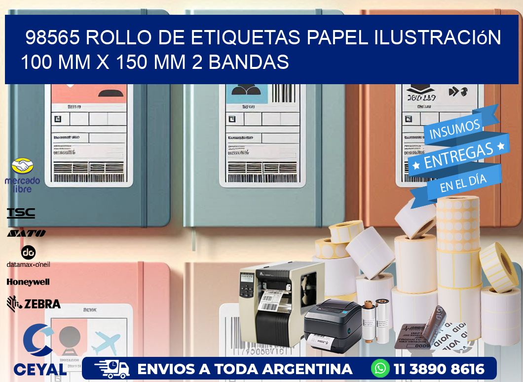 98565 Rollo de Etiquetas Papel Ilustración 100 mm x 150 mm 2 Bandas