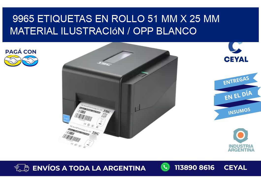 9965 Etiquetas en rollo 51 mm x 25 mm material Ilustración / OPP Blanco