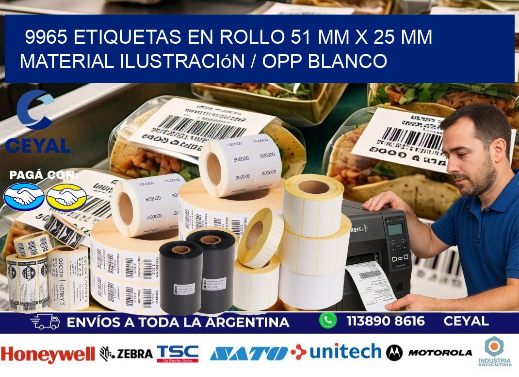 9965 Etiquetas en rollo 51 mm x 25 mm material Ilustración / OPP Blanco
