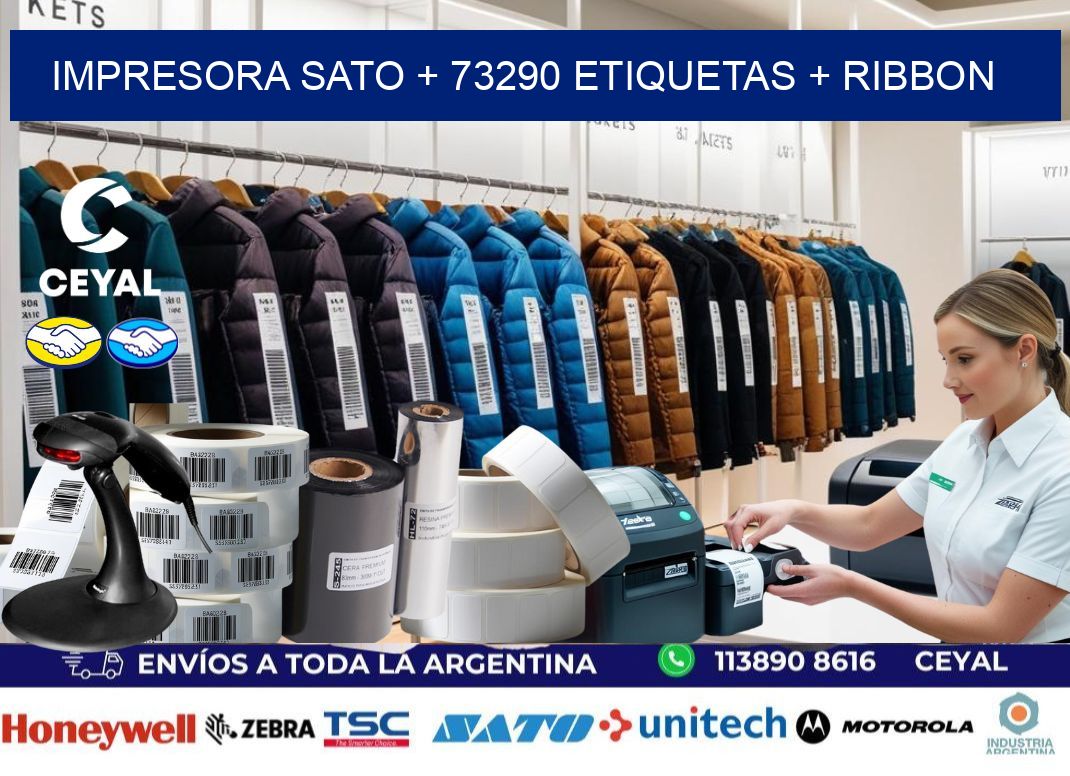 impresora SATO + 73290 etiquetas + ribbon