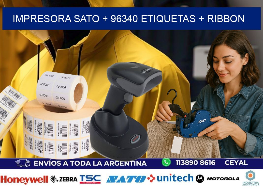impresora SATO + 96340 etiquetas + ribbon