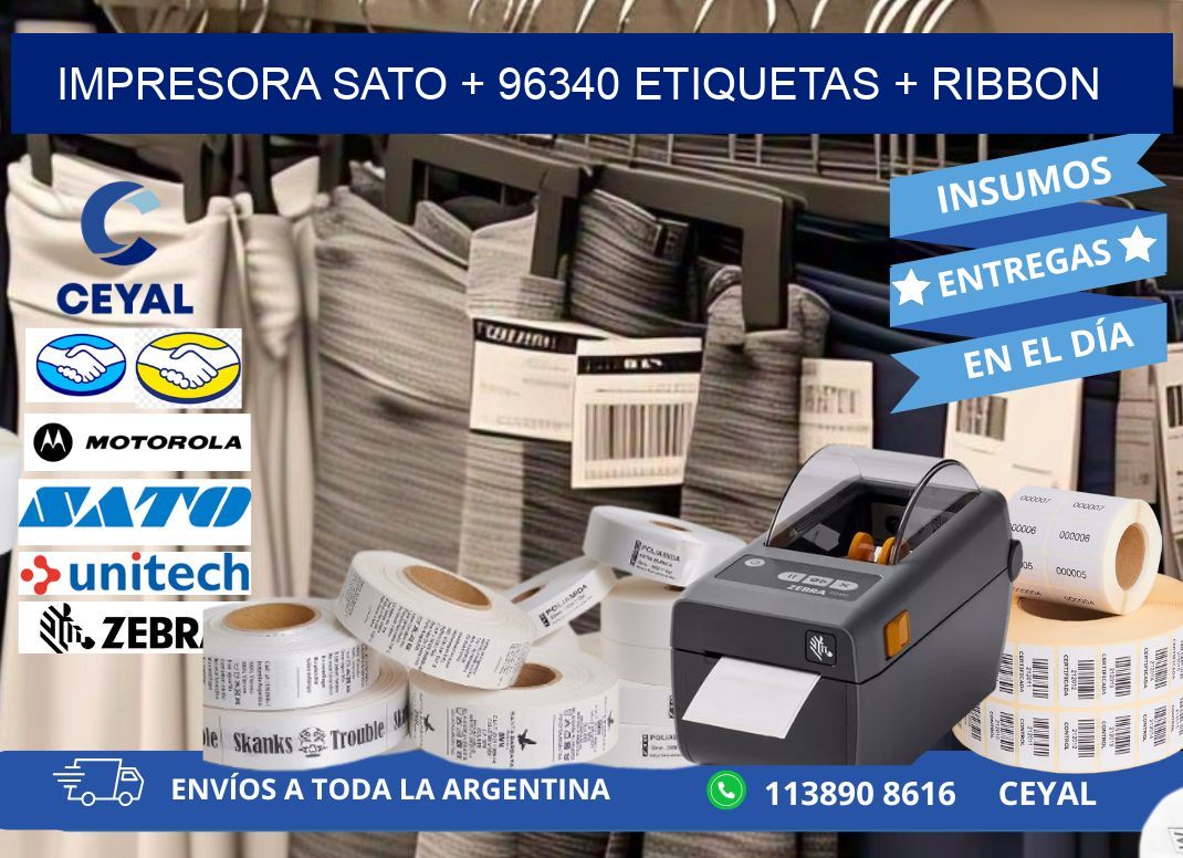 impresora SATO + 96340 etiquetas + ribbon