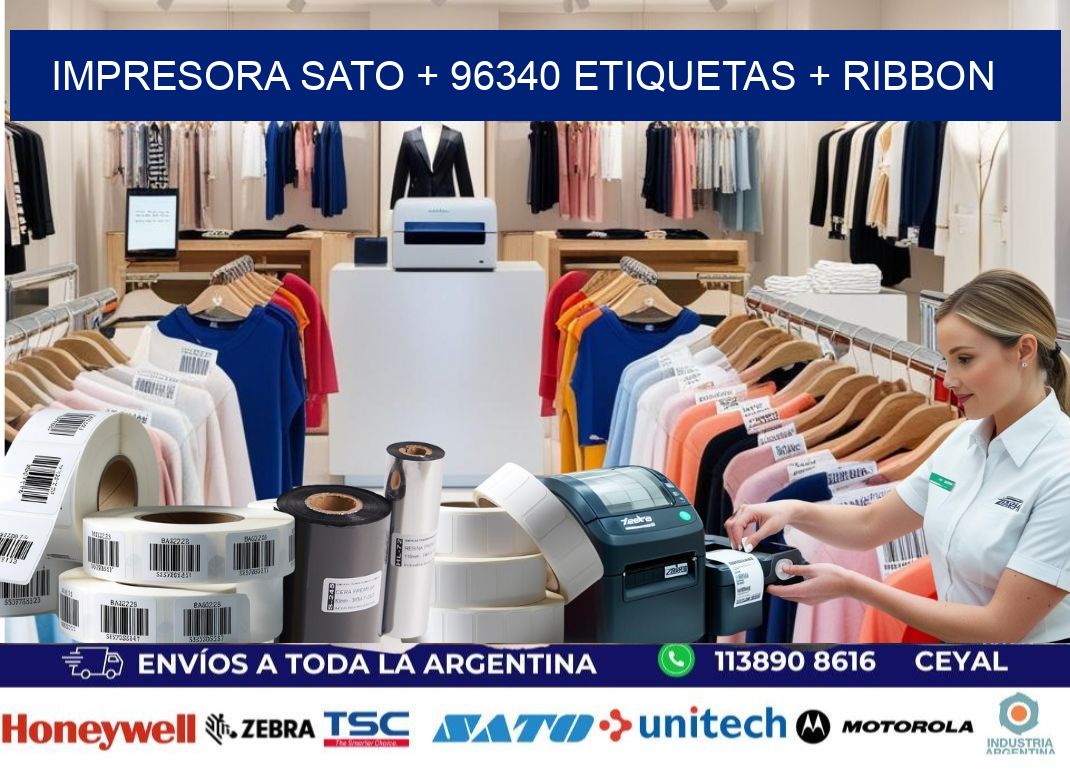 impresora SATO + 96340 etiquetas + ribbon