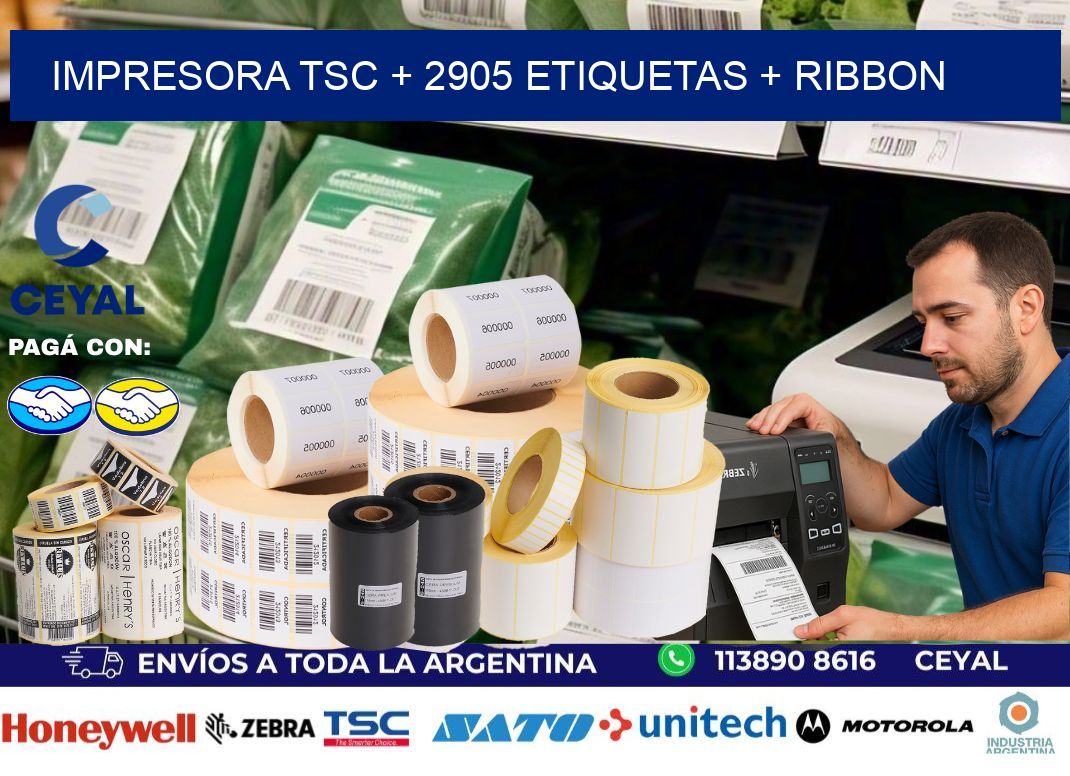 impresora TSC + 2905 etiquetas + ribbon