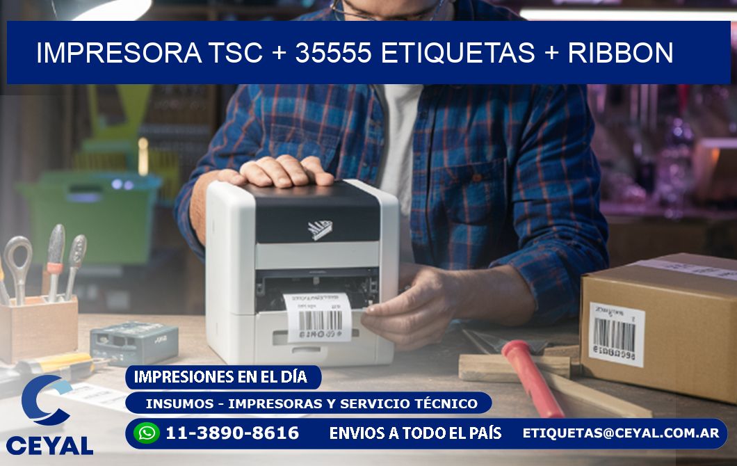 impresora TSC + 35555 etiquetas + ribbon