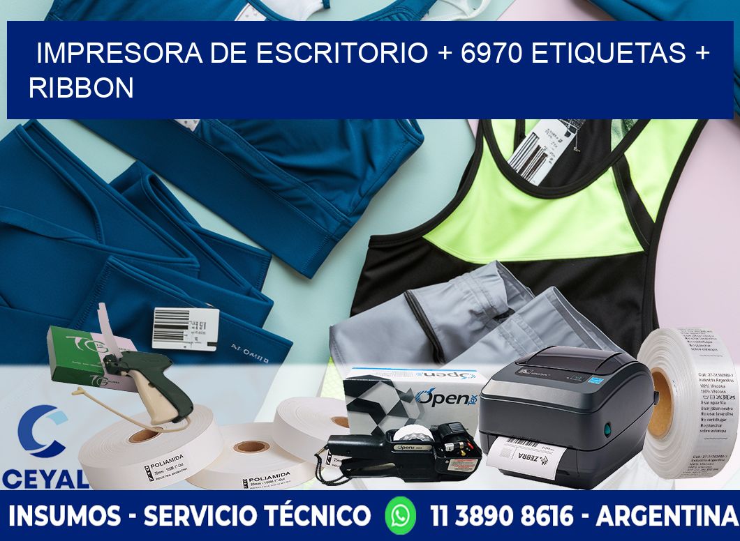 impresora de escritorio + 6970 etiquetas + ribbon