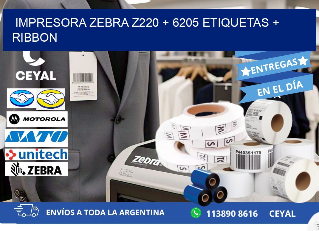 impresora zebra z220 + 6205 etiquetas + ribbon