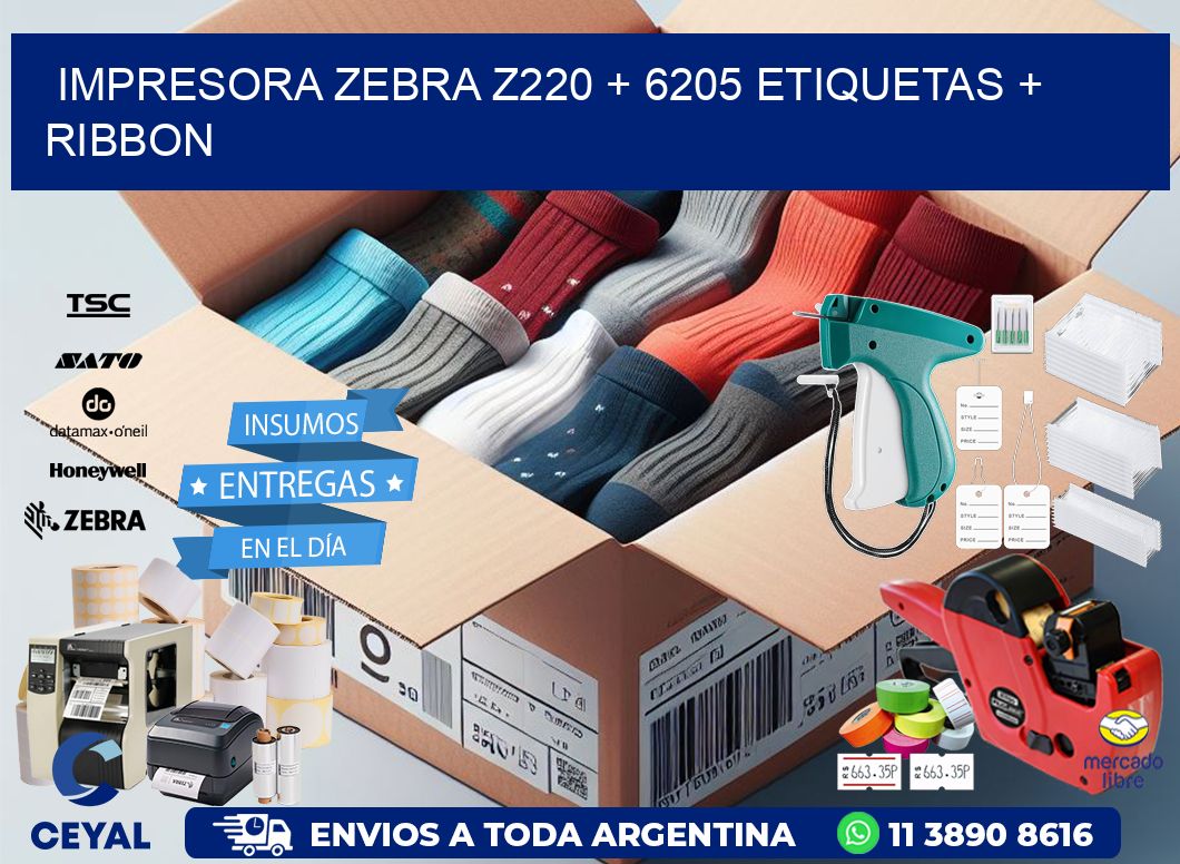 impresora zebra z220 + 6205 etiquetas + ribbon