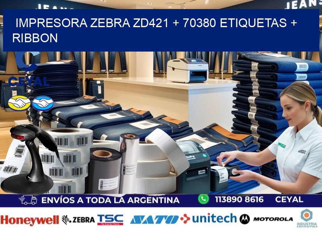 impresora zebra zd421 + 70380 etiquetas + ribbon
