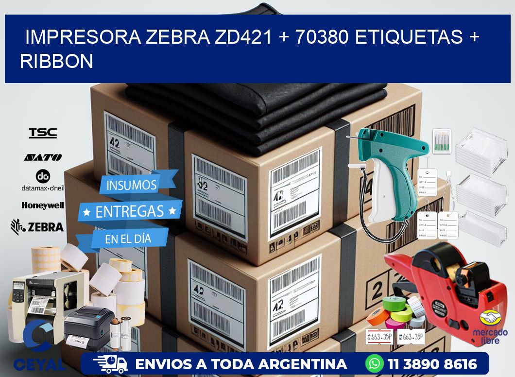 impresora zebra zd421 + 70380 etiquetas + ribbon